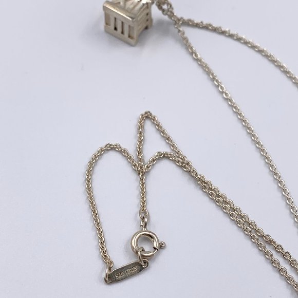 Authentic Tiffany & Co 925 Silver Atlas Cube Necklace - Picture 7 of 9